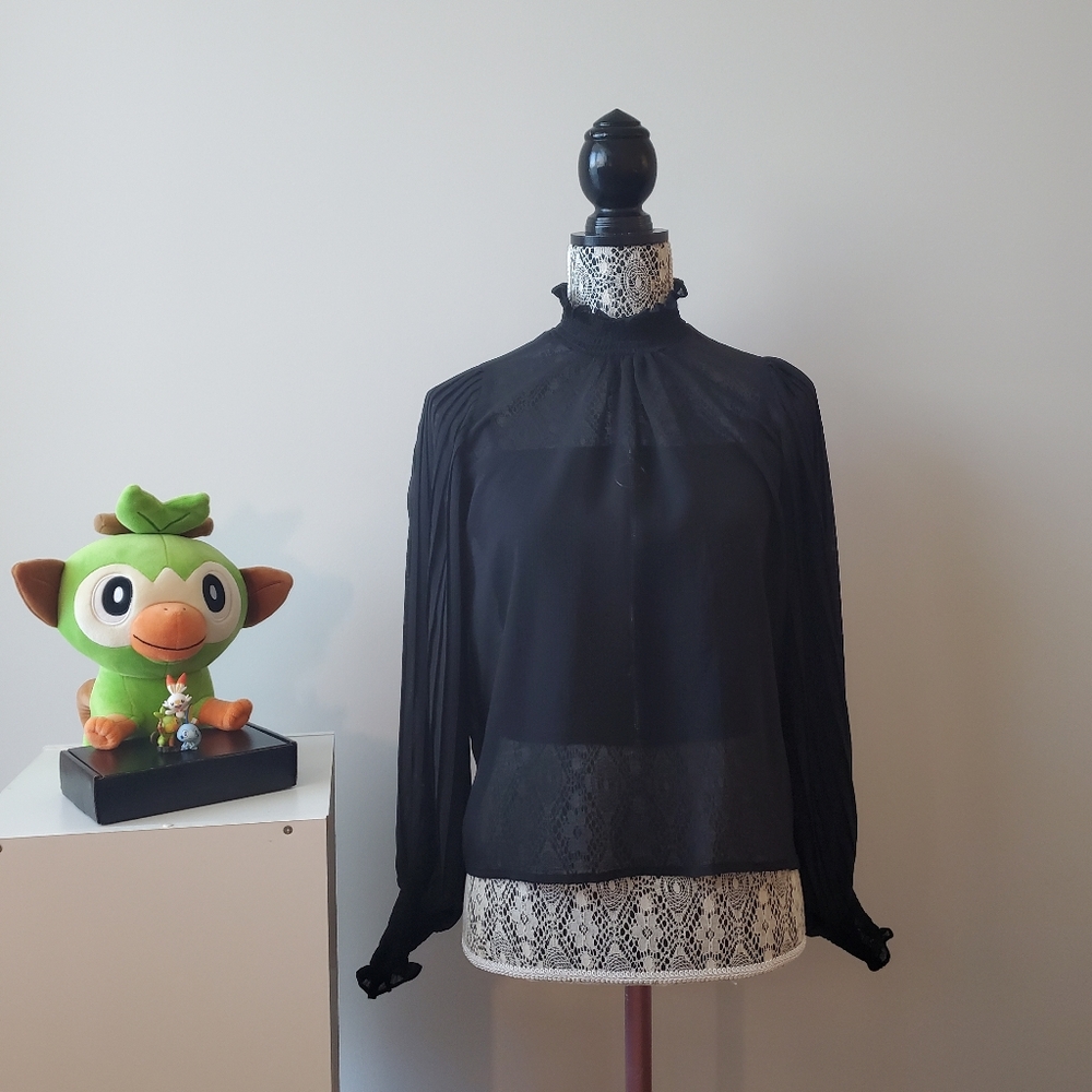 Black Ruffled Turtleneck